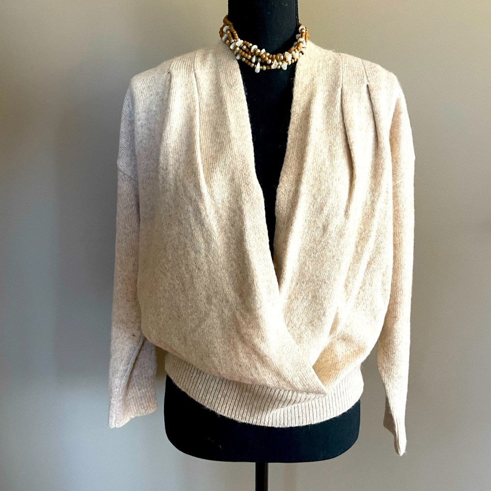 ASTR The Label Wrap Front Cream Sweater - Medium